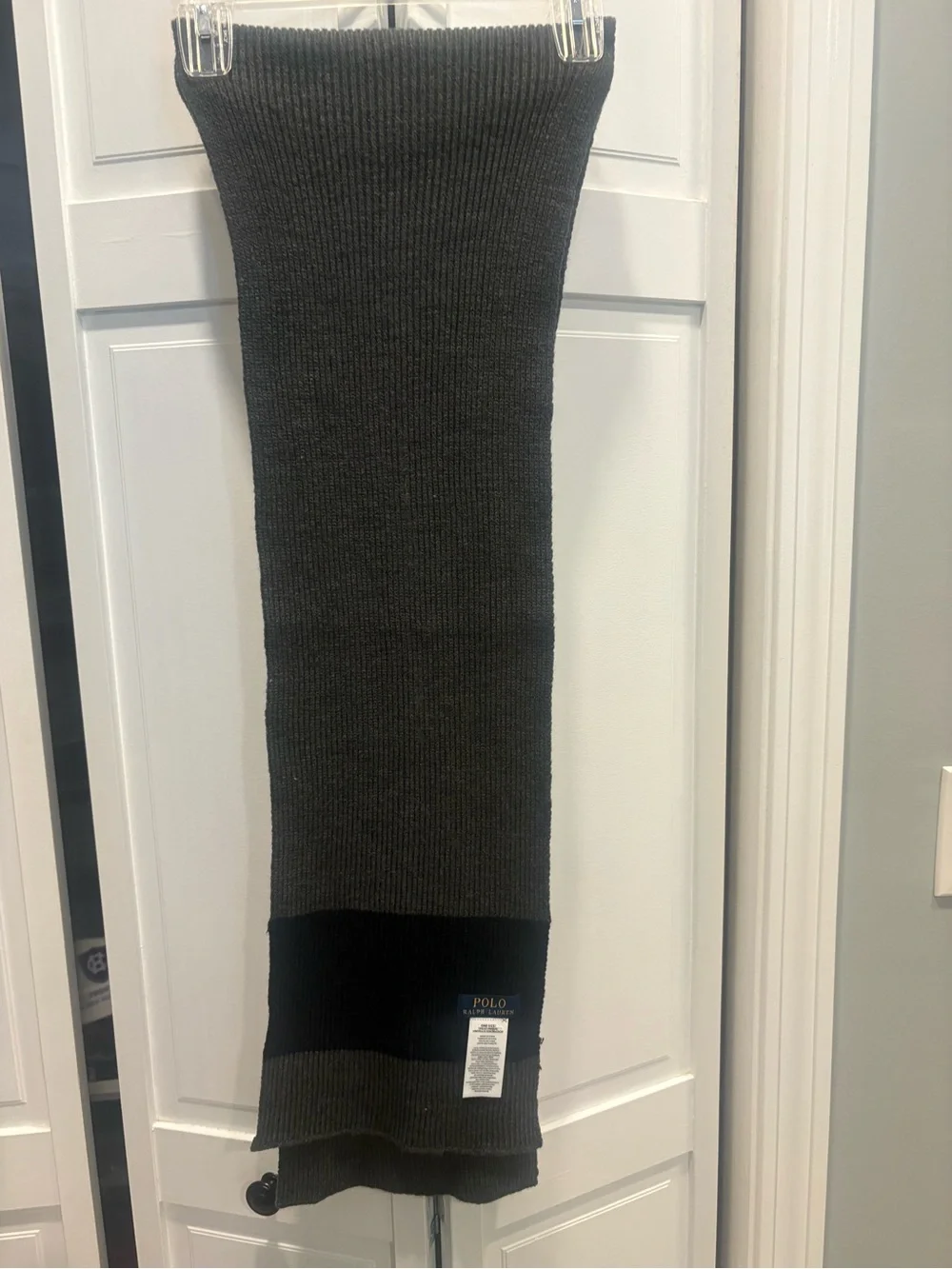 Polo by Ralph Lauren Navy and Charcoal Ribbed Knit Scarf